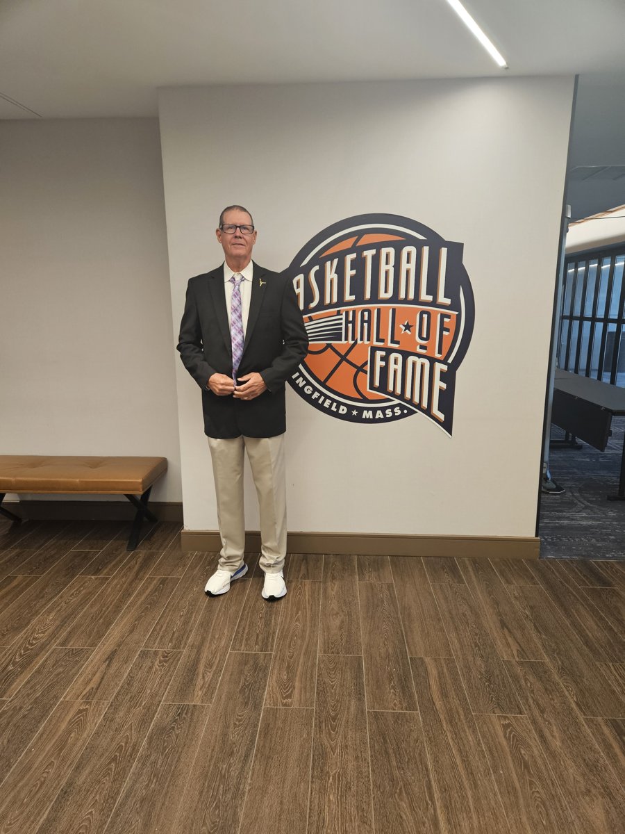 Coach Rick Walrond at the Naismith Basketball Hall of Fame in Springfield, Massachusetts