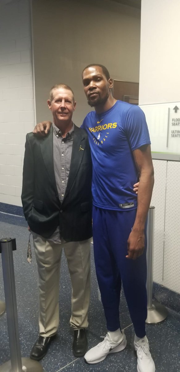 Coach Rick Walrond with Kevin Durant